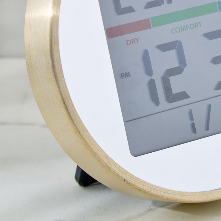 Casablanca Glimmer Aluminium LCD Table Clock with Mirror - 15x2.5cm