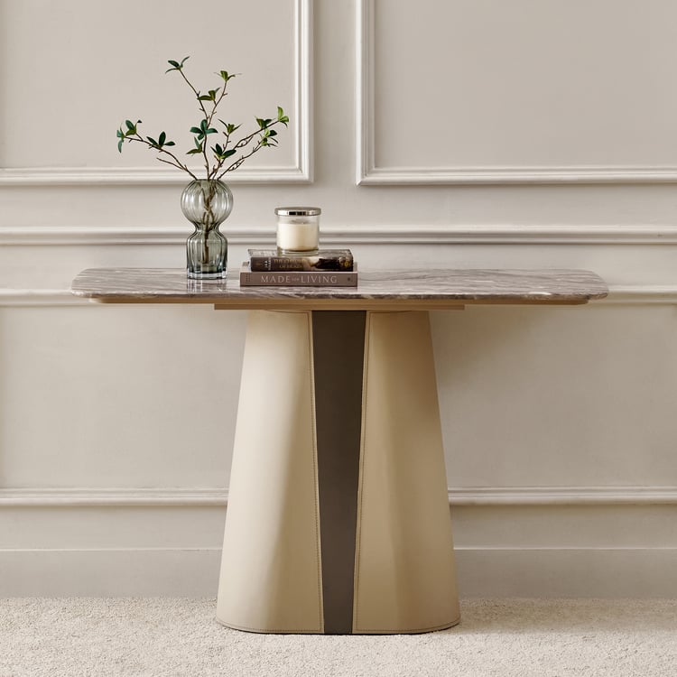 Clair De Lune Faux Marble Top Console Table - Brown