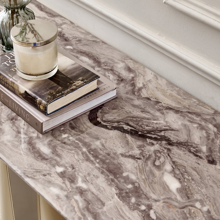 Clair De Lune Faux Marble Top Console Table - Brown