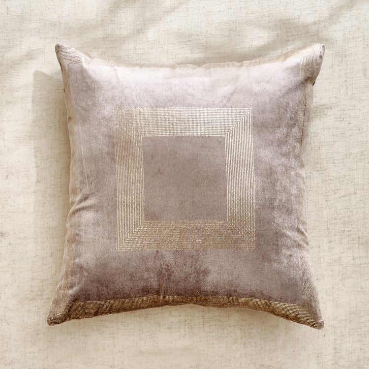 Glimmer Dusk Velin Prism Brixa Set of 2 Velvet Finish Foil Print Cushion Covers - 40x40cm