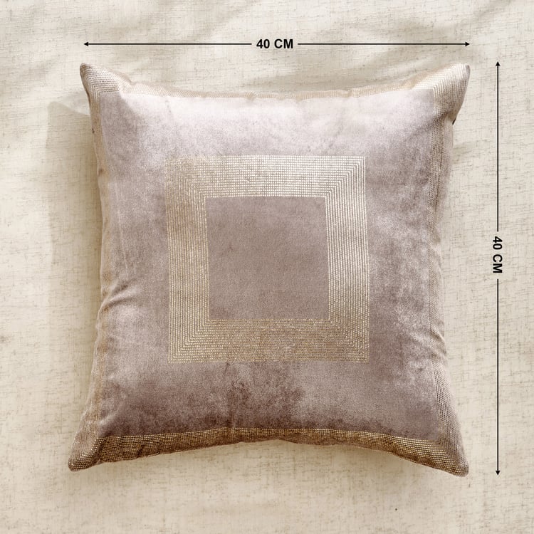 Glimmer Dusk Velin Prism Brixa Set of 2 Velvet Finish Foil Print Cushion Covers - 40x40cm