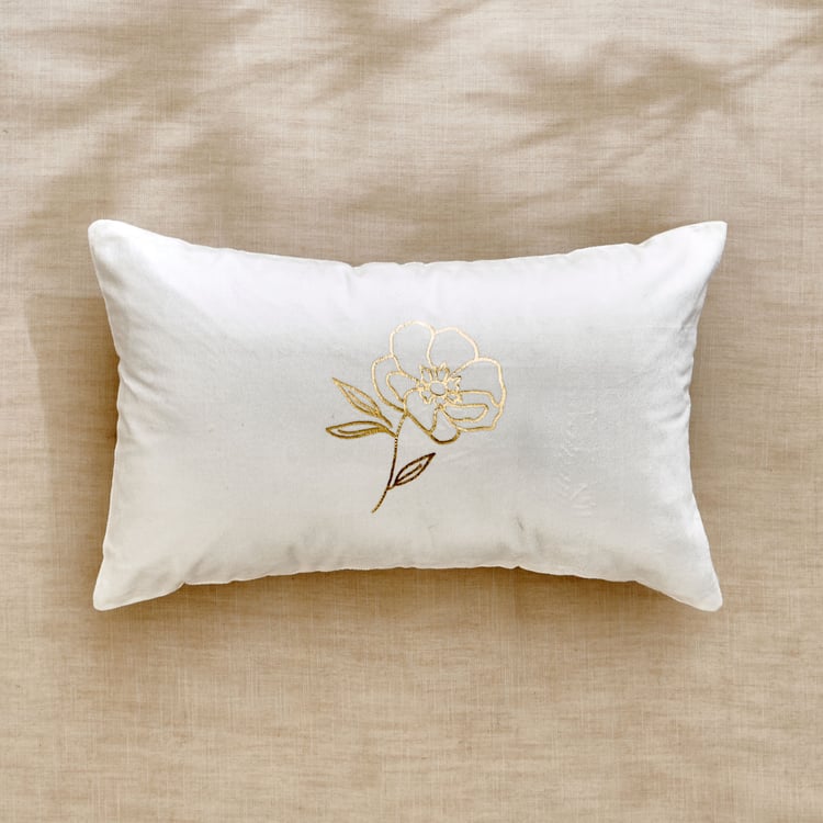 Glimmer Luxe Velin Sprig Brixa Set of 2 Velvet Finish Foil Print Cushion Covers - 50x30cm