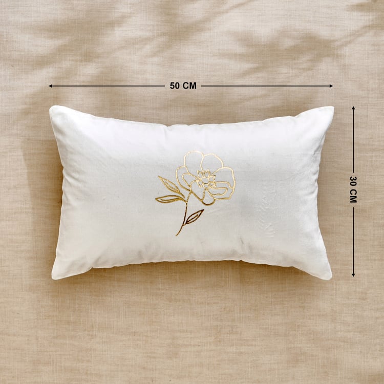 Glimmer Luxe Velin Sprig Brixa Set of 2 Velvet Finish Foil Print Cushion Covers - 50x30cm