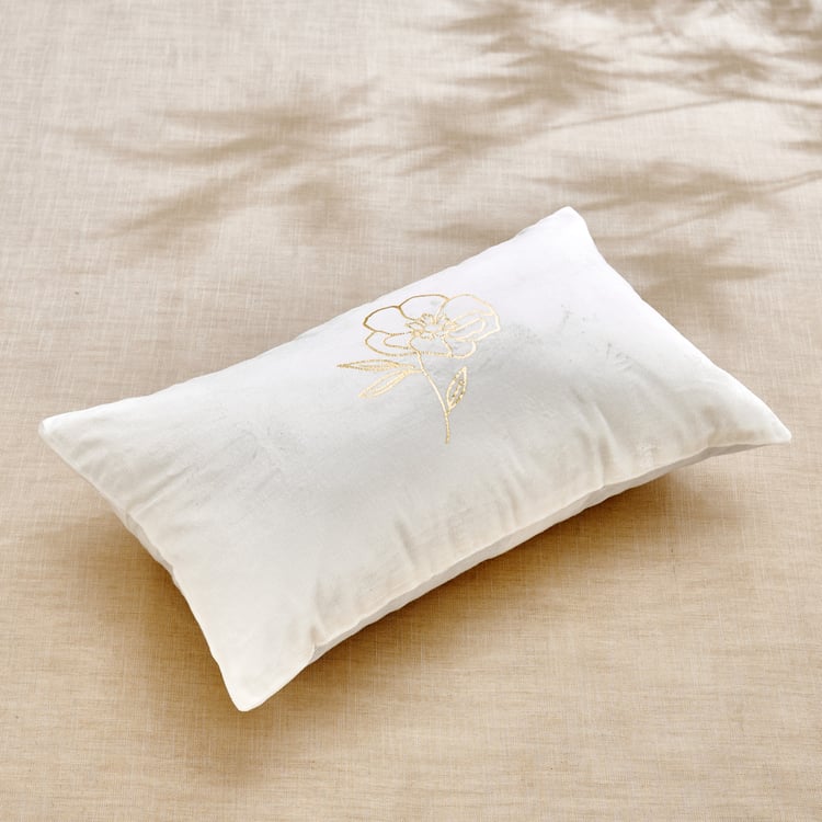 Glimmer Luxe Velin Sprig Brixa Set of 2 Velvet Finish Foil Print Cushion Covers - 50x30cm