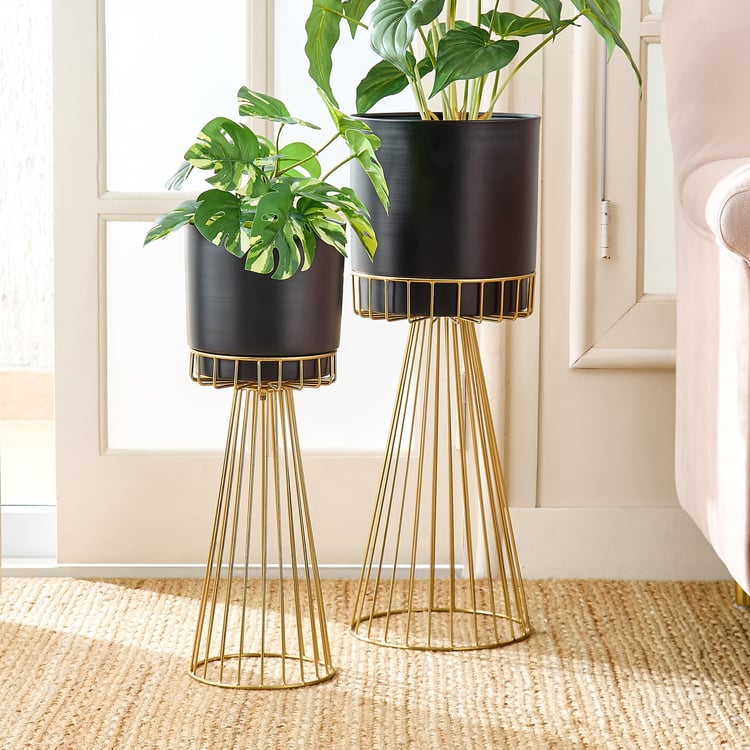 Gardenia Fest Set of 2 Metal Floor Planters with Stand
