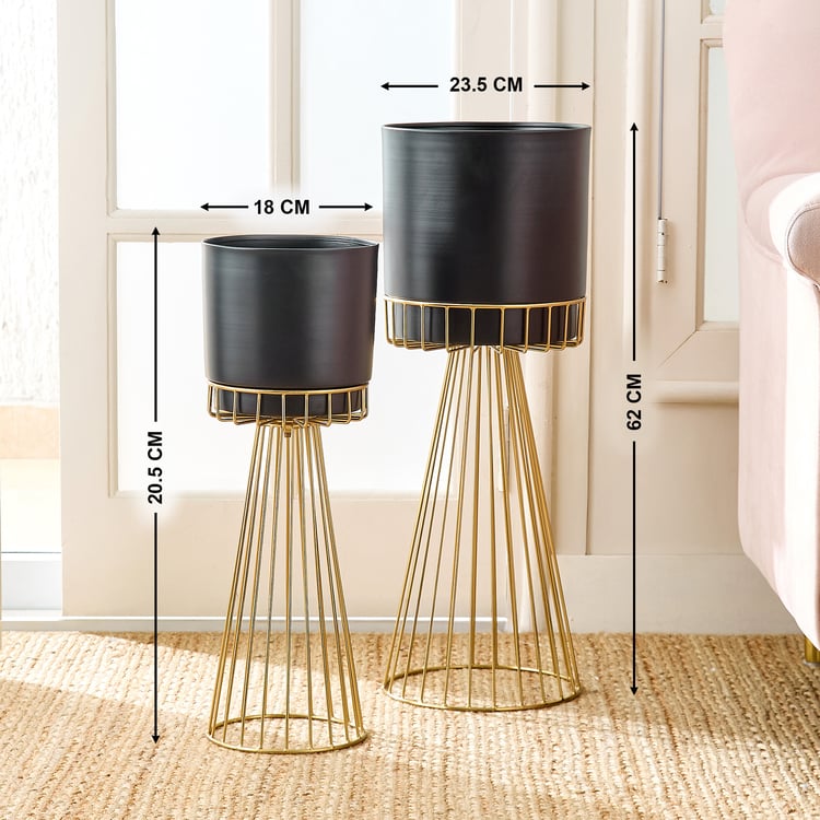 Gardenia Fest Set of 2 Metal Floor Planters with Stand