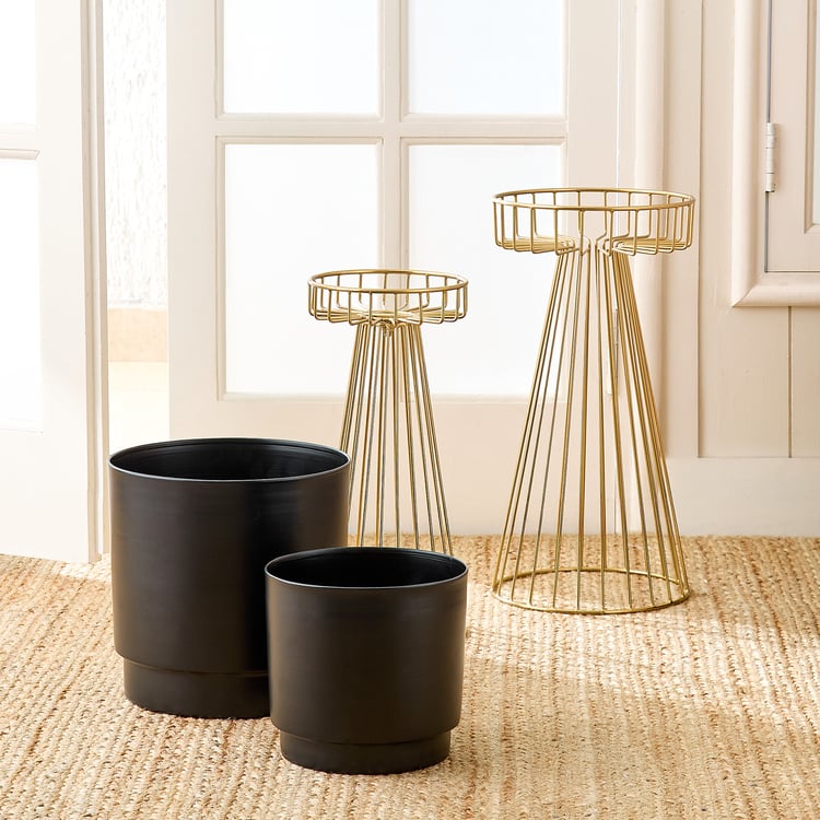 Gardenia Fest Set of 2 Metal Floor Planters with Stand