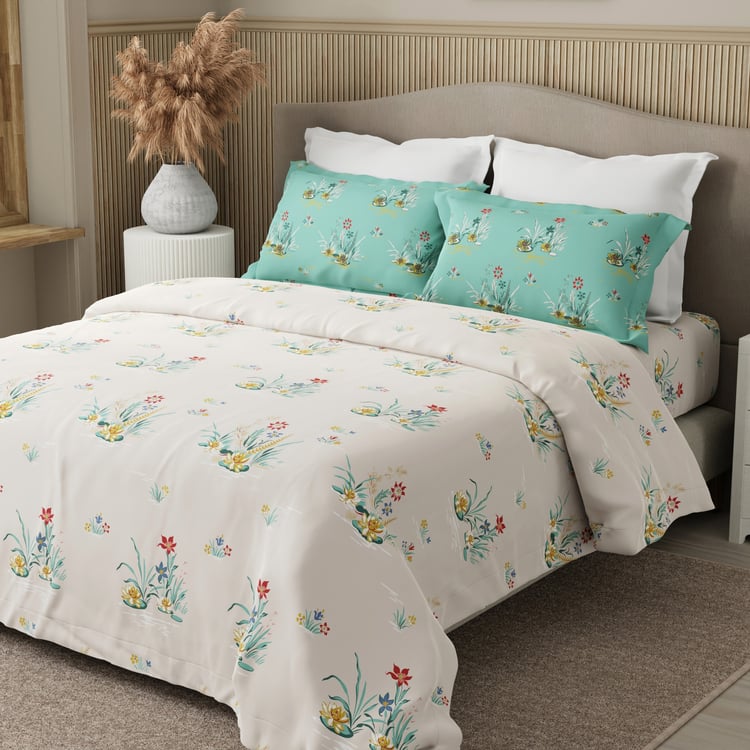 BOUTIQUE LIVING Embrace Cotton 152TC Floral Print 3Pcs Queen Bedsheet Set