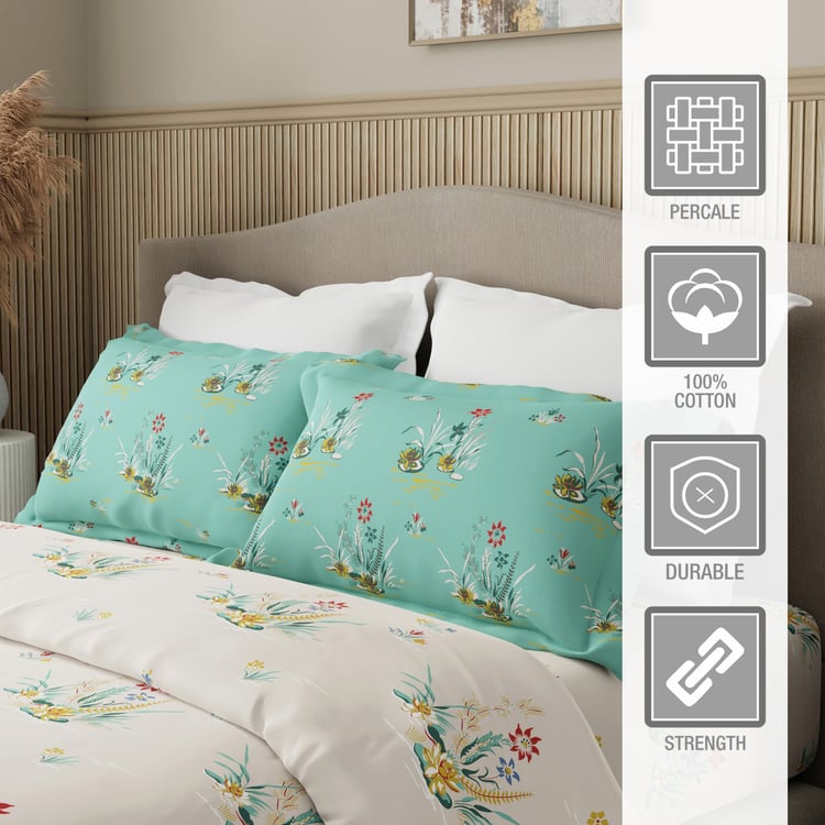 BOUTIQUE LIVING Embrace Cotton 152TC Floral Print 3Pcs Queen Bedsheet Set