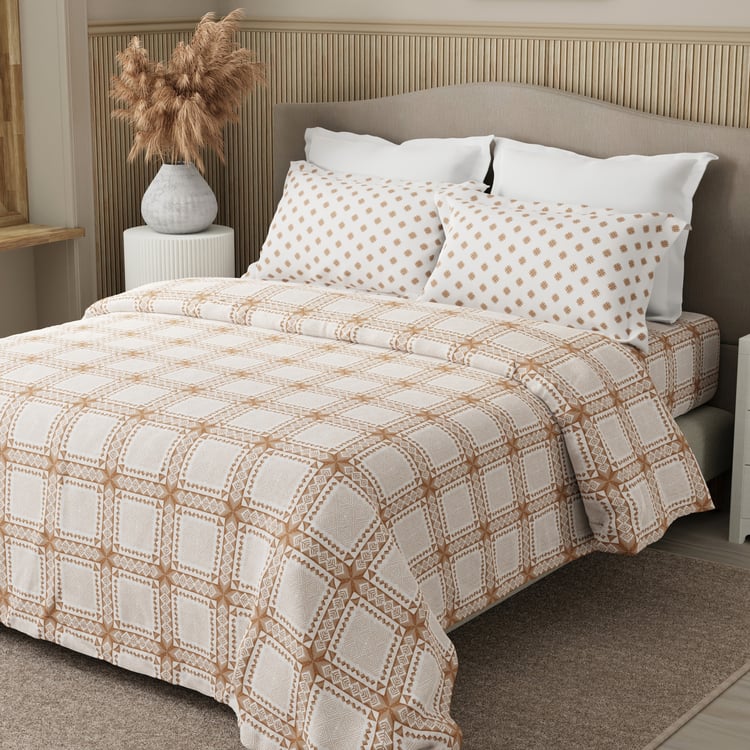 BOUTIQUE LIVING Embrace Cotton 152TC Checked 3Pcs Queen Bedsheet Set
