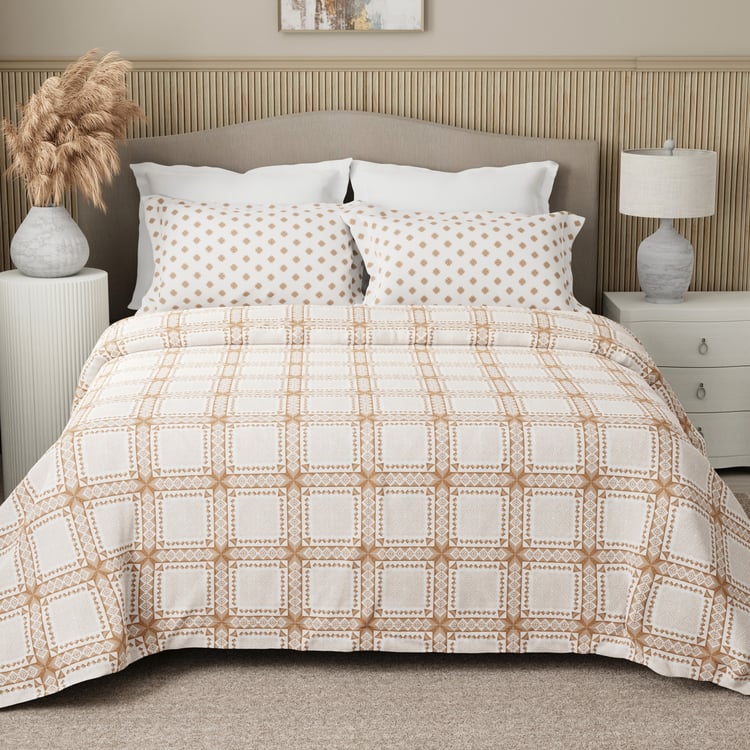 BOUTIQUE LIVING Embrace Cotton 152TC Checked 3Pcs Queen Bedsheet Set