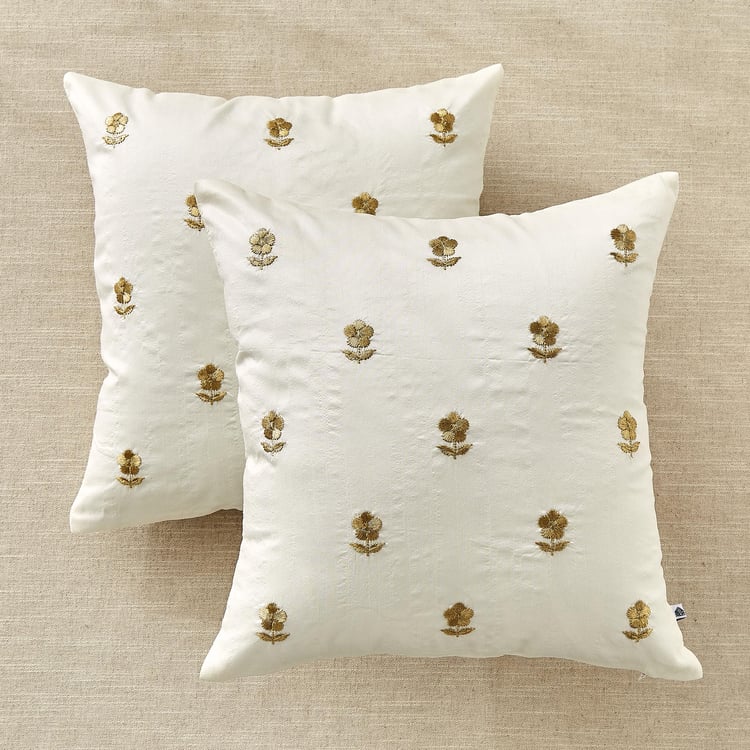 Velin Azmin Set of 2 Embroidered Cushion Covers - 40x40cm