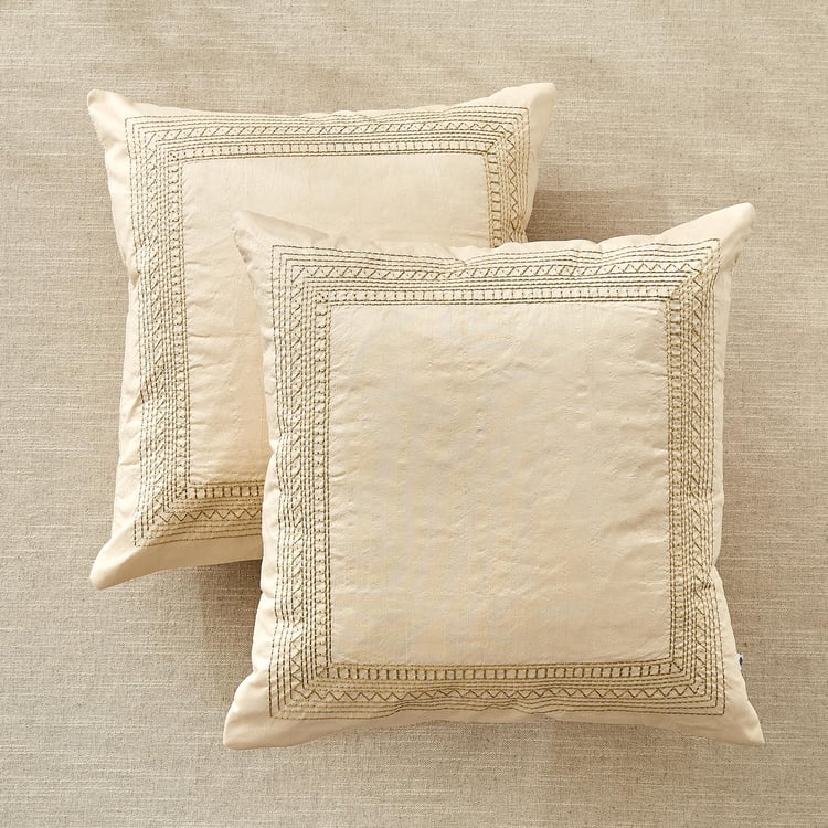 Velin Kinari Set of 2 Embroidered Cushion Covers - 40x40cm