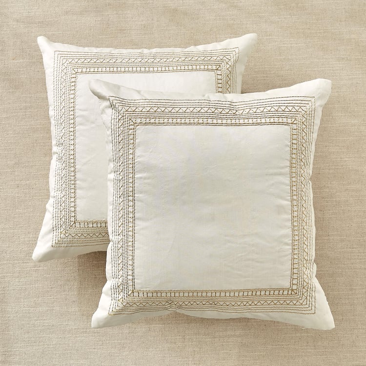Velin Kinari Set of 2 Embroidered Cushion Covers - 40x40cm