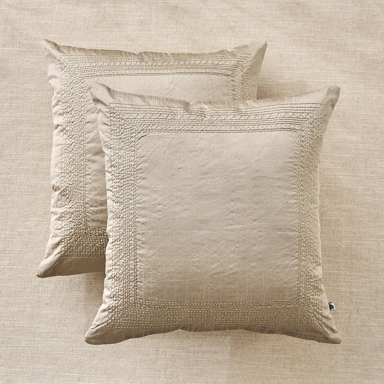 Velin Kinari Set of 2 Embroidered Cushion Covers - 40x40cm