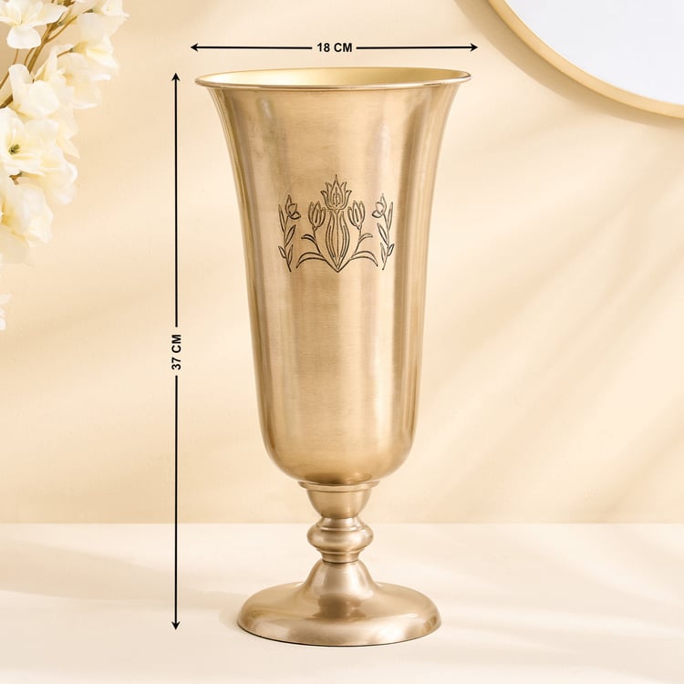 Brill Aluminium Floral Etched Vase - Large