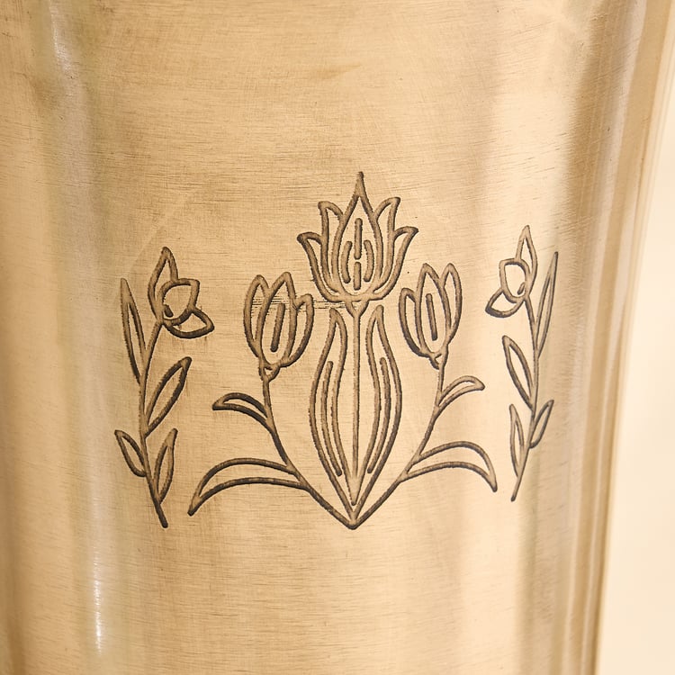 Brill Aluminium Floral Etched Vase - Large