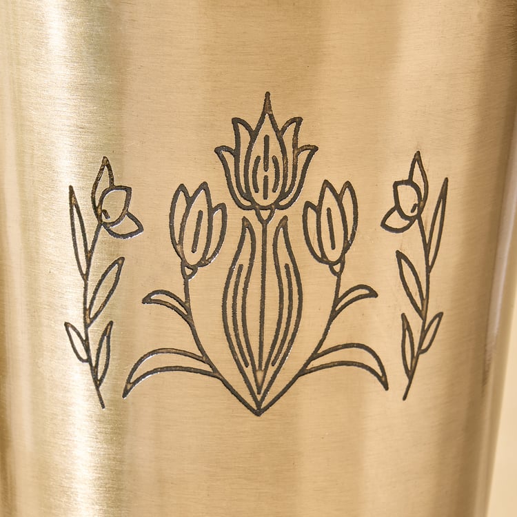Brill Aluminium Floral Etched Vase - Medium