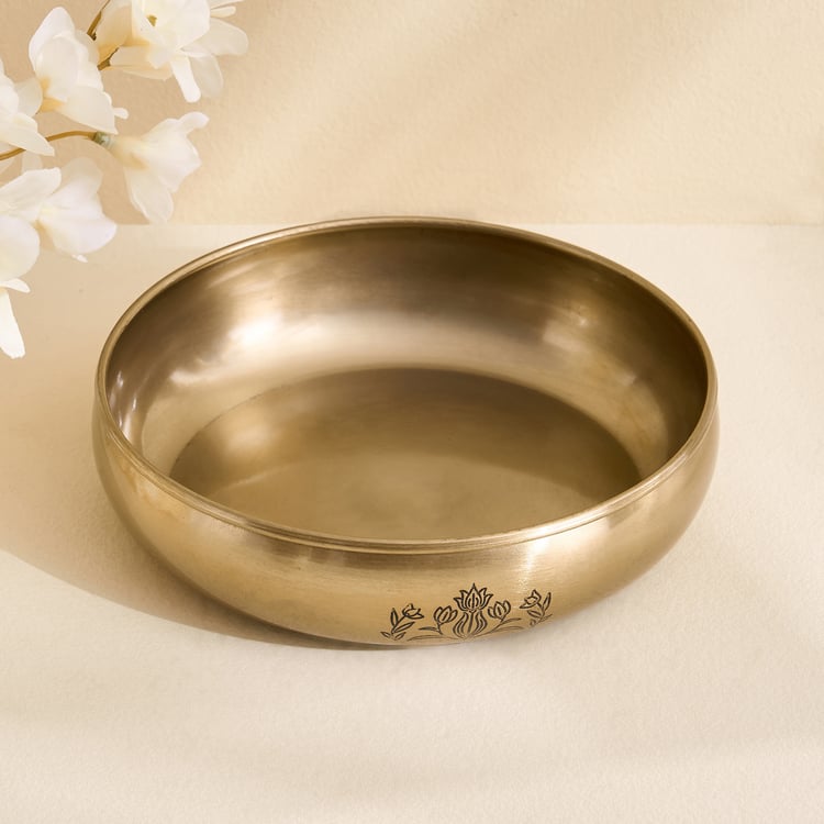 Brill Metal Floral Etched Decorative Bowl