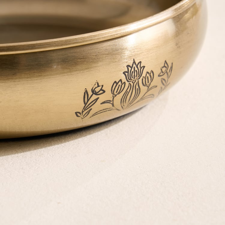 Brill Metal Floral Etched Decorative Bowl