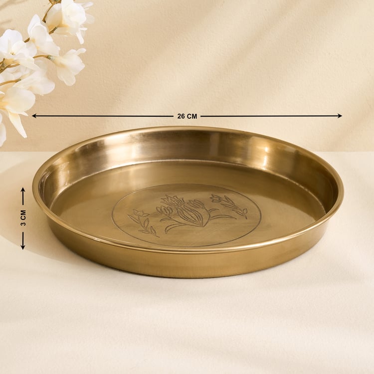 Brill Metal Floral Etched Decorative Tray