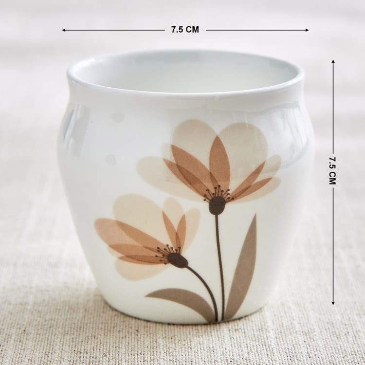 Mandarin Monalisa Set of 3 Bone China Printed Kulhads - 240ml