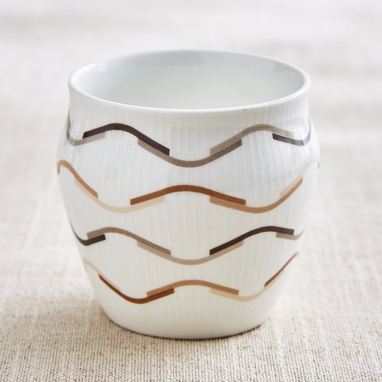 Mandarin Monalisa Set of 3 Bone China Printed Kulhads - 240ml
