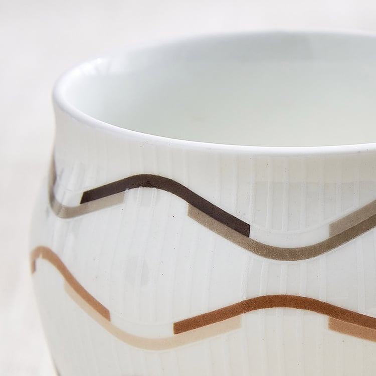 Mandarin Monalisa Set of 3 Bone China Printed Kulhads - 240ml