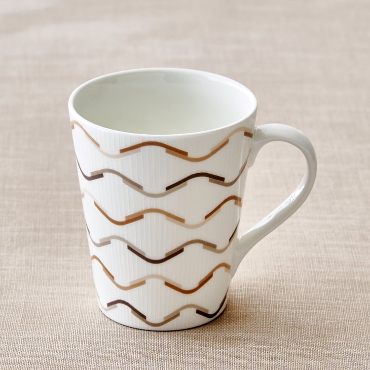 Mandarin Monalisa Set of 3 Bone China Printed Coffee Mug - 340ml
