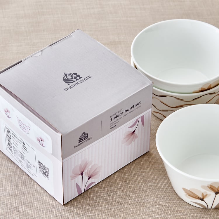 Mandarin Monalisa Set of 3 Bone China Printed Serving Bowl - 470ml