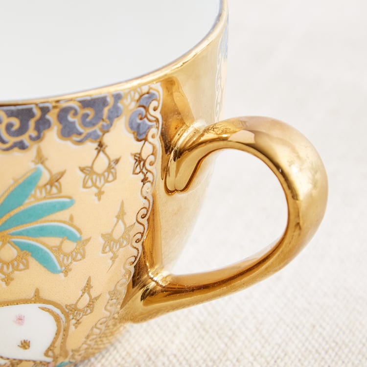 Corsica Iris Set of 4 Bone China Printed Cup and Saucer -180ml