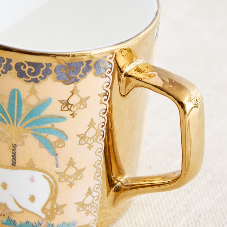 Corsica Iris Director Set of 4 Bone China Printed Coffee Mugs - 220ml