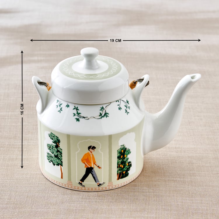 Jalsa 5Pcs Bone China Printed Kulhad Tea Set