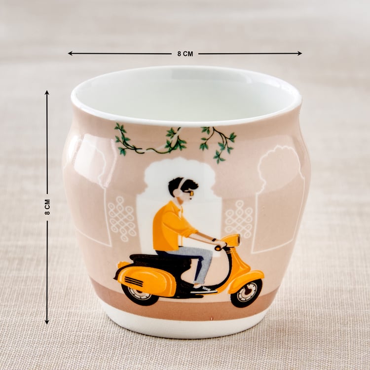 Jalsa 5Pcs Bone China Printed Kulhad Tea Set