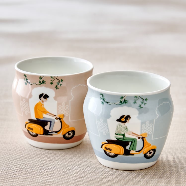 Jalsa 5Pcs Bone China Printed Kulhad Tea Set