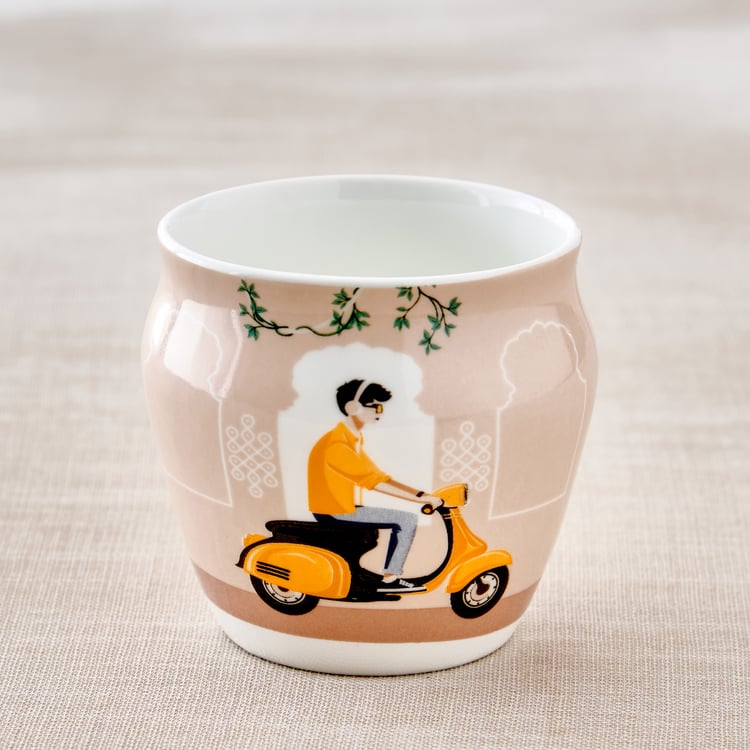 Jalsa 5Pcs Bone China Printed Kulhad Tea Set