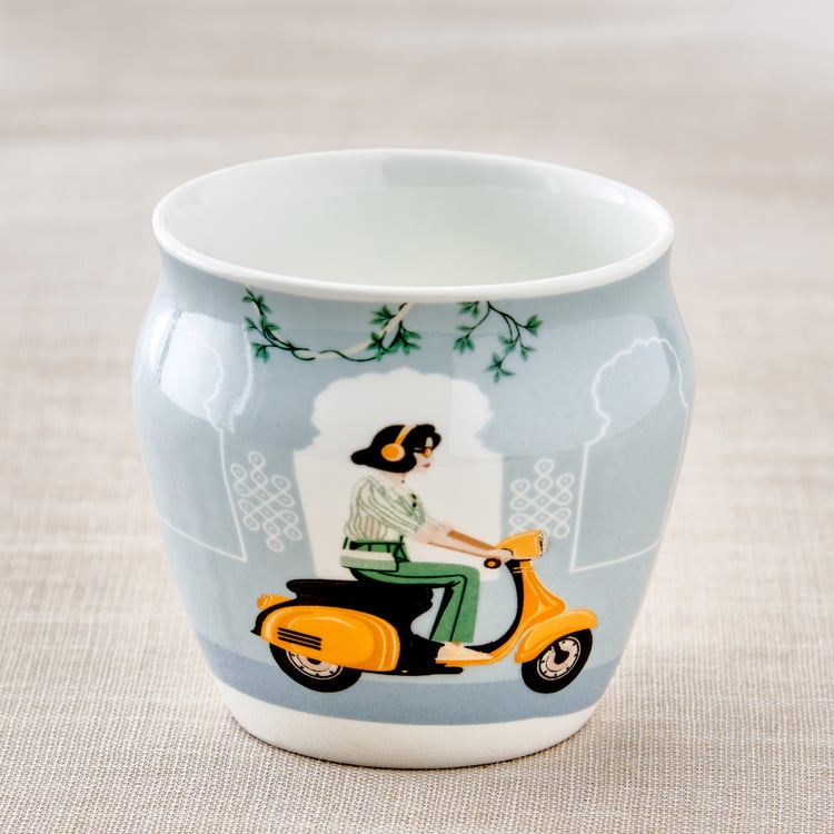 Jalsa 5Pcs Bone China Printed Kulhad Tea Set