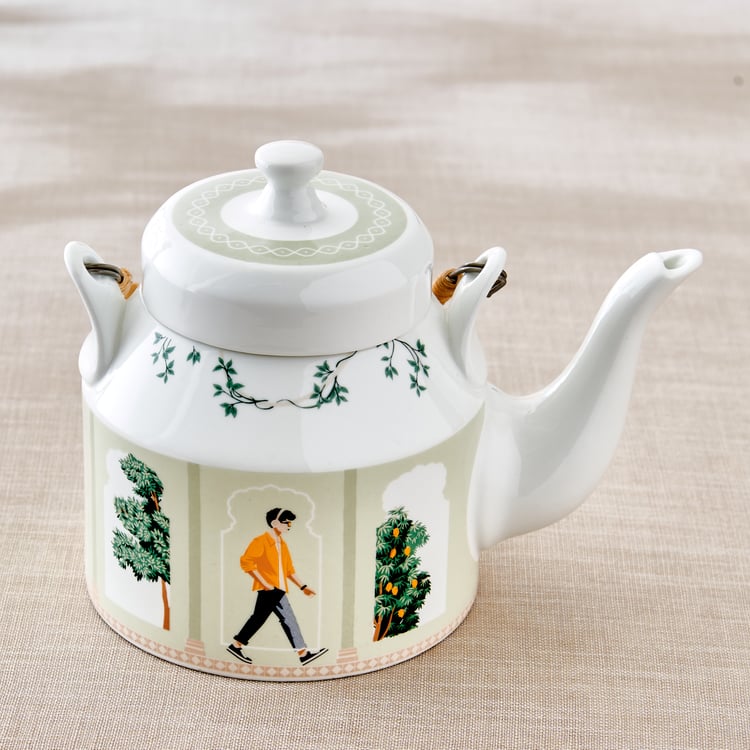 Jalsa 5Pcs Bone China Printed Kulhad Tea Set