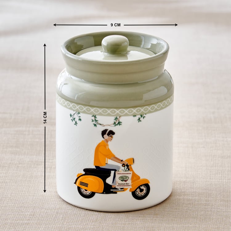Jalsa Set of 2 Bone China Printed Canister with Lid - 540ml