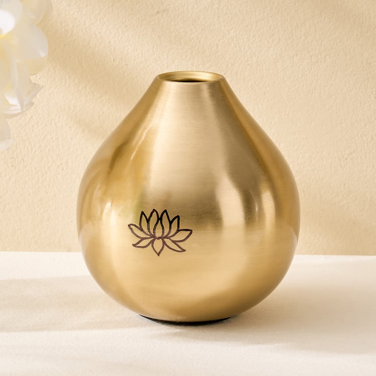 Soma Pema Metal Lotus Etched Bud Vase