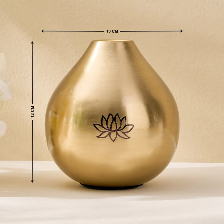 Soma Pema Metal Lotus Etched Bud Vase