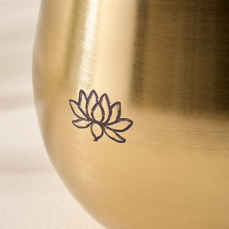 Soma Pema Metal Lotus Etched Vase - Small