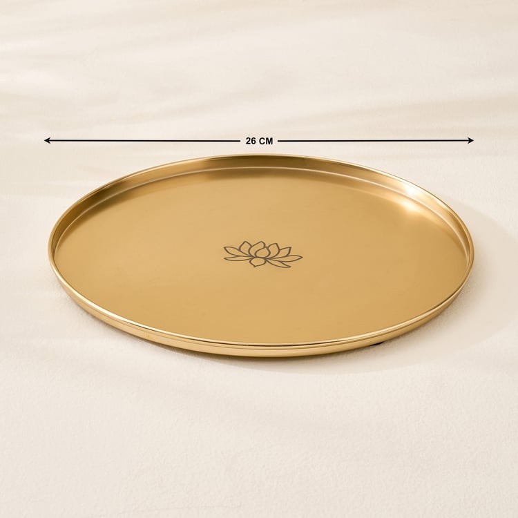 Soma Pema Metal Lotus Etched Decorative Platter