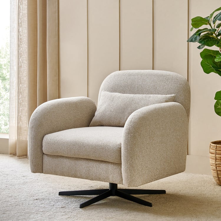 Clair Fabric Swivel Accent Chair with Cushion - Beige