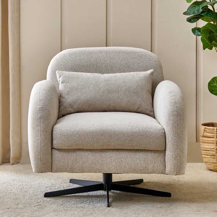 Clair Fabric Swivel Accent Chair with Cushion - Beige