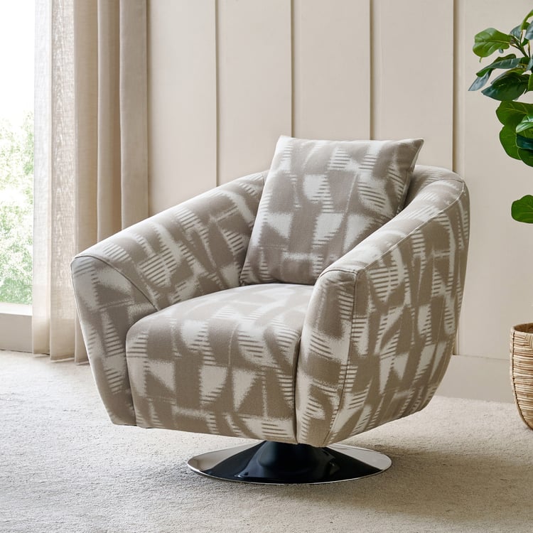 Santo Fabric Swivel Accent Chair with Cushion - Beige