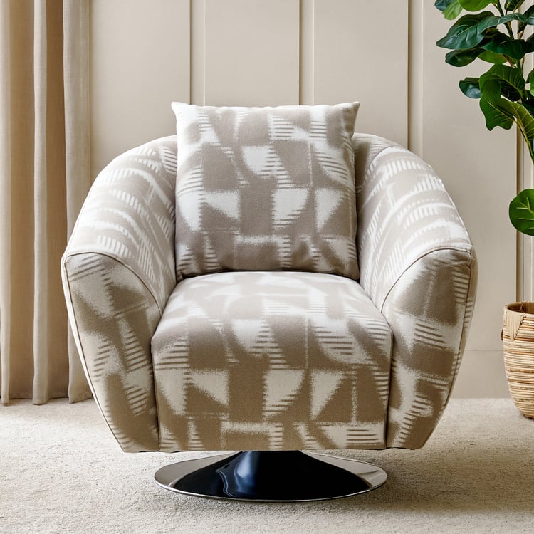 Santo Fabric Swivel Accent Chair with Cushion - Beige