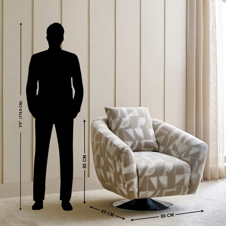Santo Fabric Swivel Accent Chair with Cushion - Beige