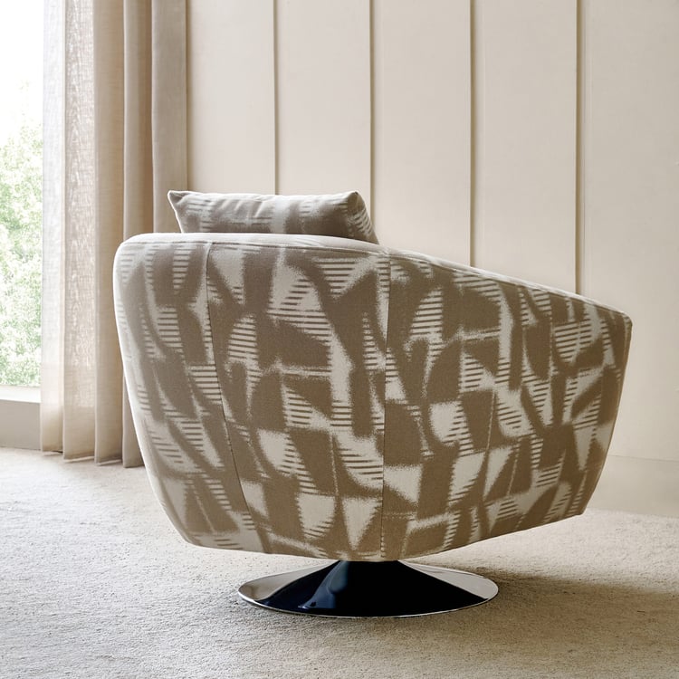 Santo Fabric Swivel Accent Chair with Cushion - Beige
