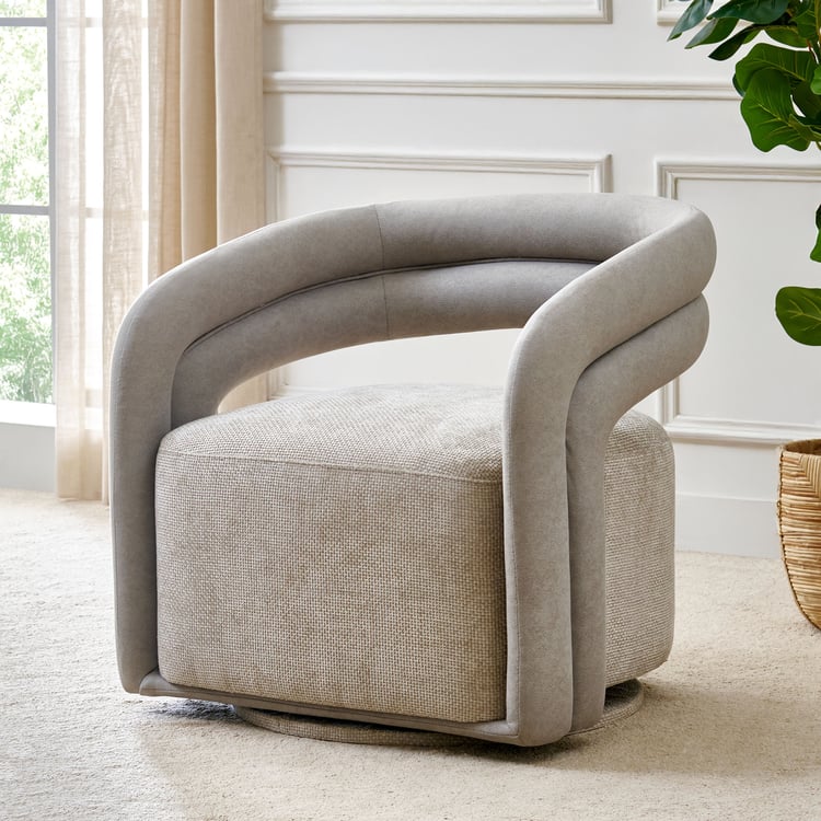 Vik Fabric Swivel Accent Chair - Greige